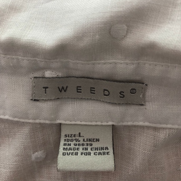 TWEEDS Linen button front blouse L - Picture 3 of 6